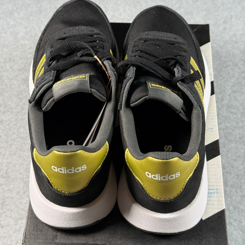 Adidas Run 60s 2.0 Black Gold Women's 7 Retro Running Sneakers NIB - Picture 6 of 8